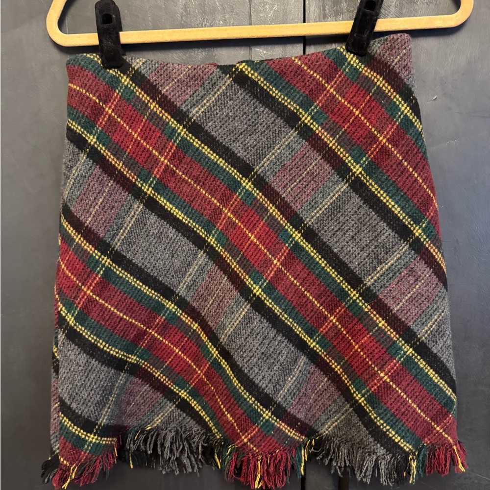 Sanctuary Red and Gray Plaid Mini Skirt